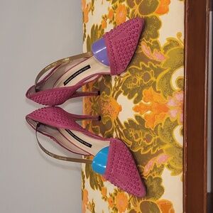 French Connection Pink Suede Studded 4 inch Heels